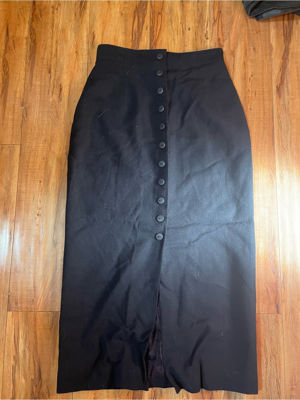 Ann Taylor Navy Wool Button-Front Pencil Skirt